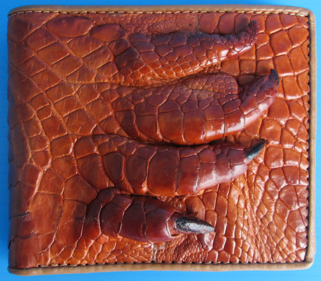 мужской кошелек из кожи крококдила с задней лапой рептилии