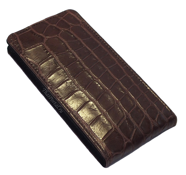 темно-коричневый чехол двухсторонний флип для iPhone 6 из кожи крокодила